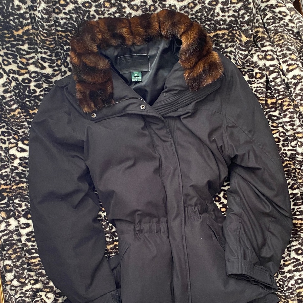 1X Ski Ralph Lauren Black Jacket with Fur Collar